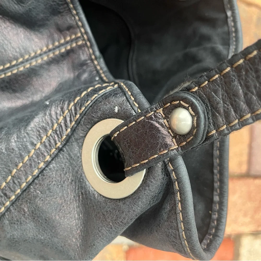 Fossil Black Canvas Tote & Wallet with Silver Accents - Picture 4 of 10